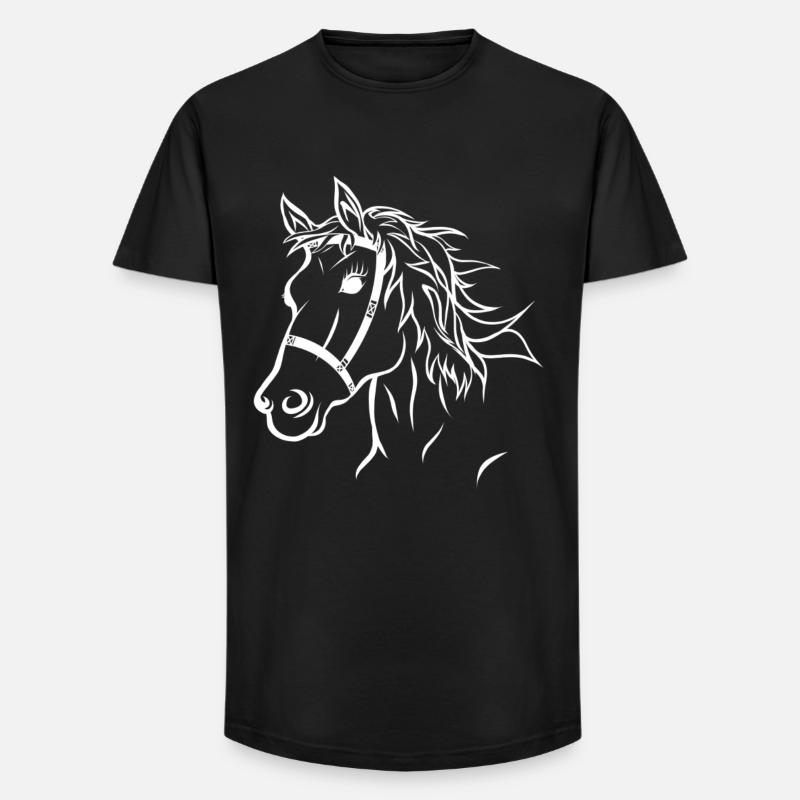 Pferdekopf illustration Pferd - Long Fit Männer T-Shirt - Schwarz