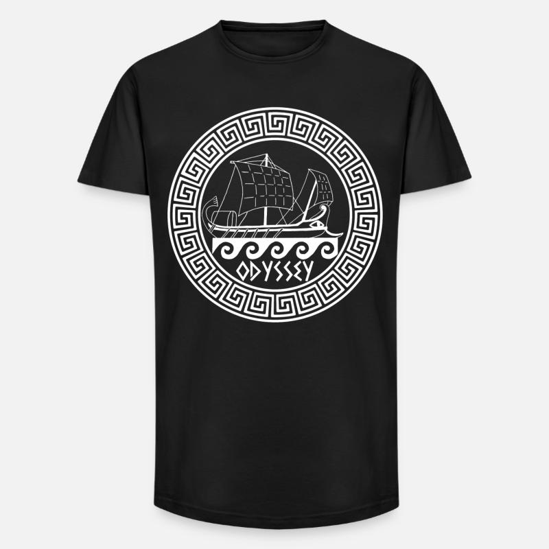 Symbol eines weißen griechischen Bootes - Long Fit Männer T-Shirt - Schwarz