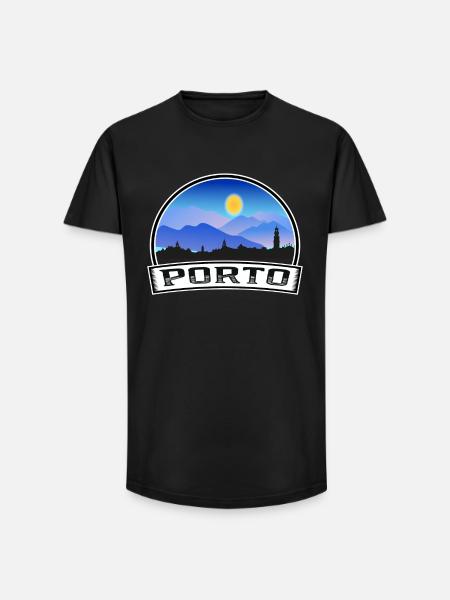 Porto Portugal Skyline Vintage Sunset Travel Souve - Long Fit Men's T-Shirt - black