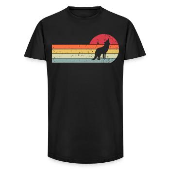Wolf - Long Fit Männer T-Shirt - Schwarz - Vorne - AI Model Male 185 light (185cm)
