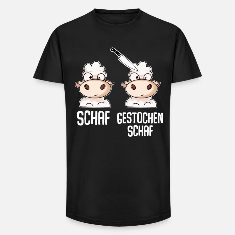 Schaf Gestochen Schaf - Long Fit Männer T-Shirt - Schwarz