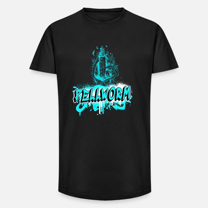 Pellworm Leuchtturm Graffiti Design - Long Fit Männer T-Shirt - Schwarz