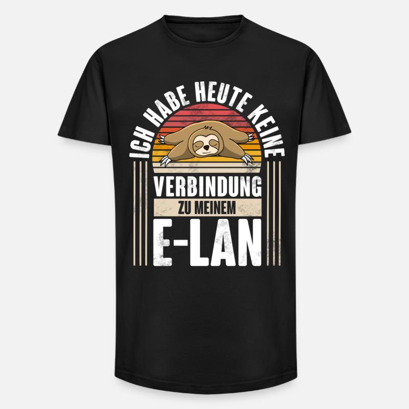 Faultier E-Lan - Long Fit Männer T-Shirt - Schwarz