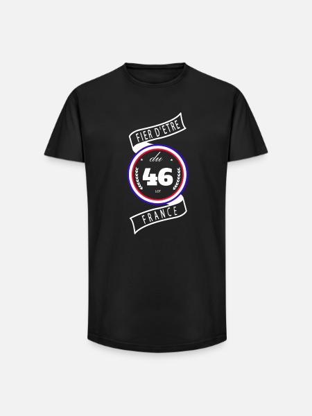 Fier d'être du 46 - T-shirt coupe longue homme - noir