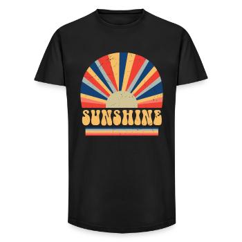 Retro 70s Style Hippie Sunshine - Long Fit Men's T-Shirt - black - Front - AI Model Male 185 light (185cm)