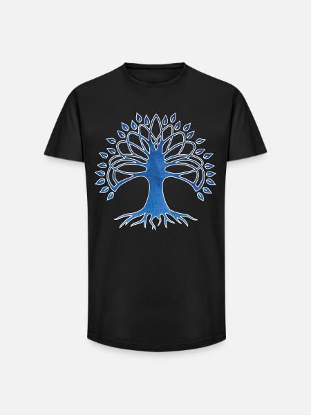 Lebensbaum und Sternenhimmel - Long Fit Männer T-Shirt - Schwarz