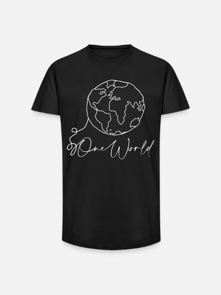 World - Long Fit Men's T-Shirt - black
