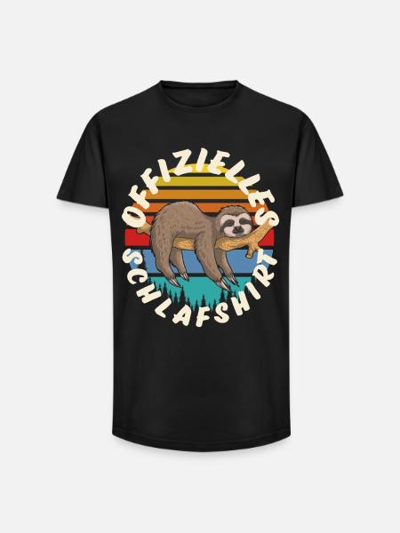Faultier - Long Fit Männer T-Shirt - Schwarz