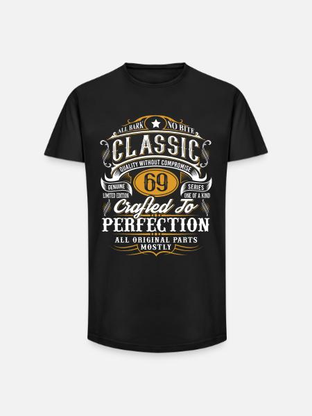 69e anniversaire - T-shirt coupe longue homme - noir