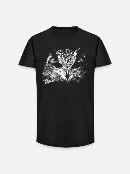 Hibou effrayant - T-shirt coupe longue homme - noir