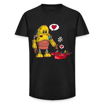 Robot in love - Long Fit Men's T-Shirt - black - Front - AI Model Male 185 light (185cm)