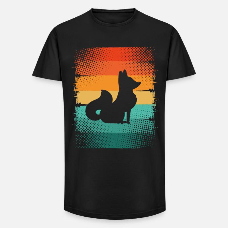 Fuchs - Long Fit Männer T-Shirt - Schwarz