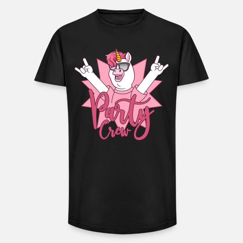 Party Crew Einhorn - Long Fit Männer T-Shirt - Schwarz