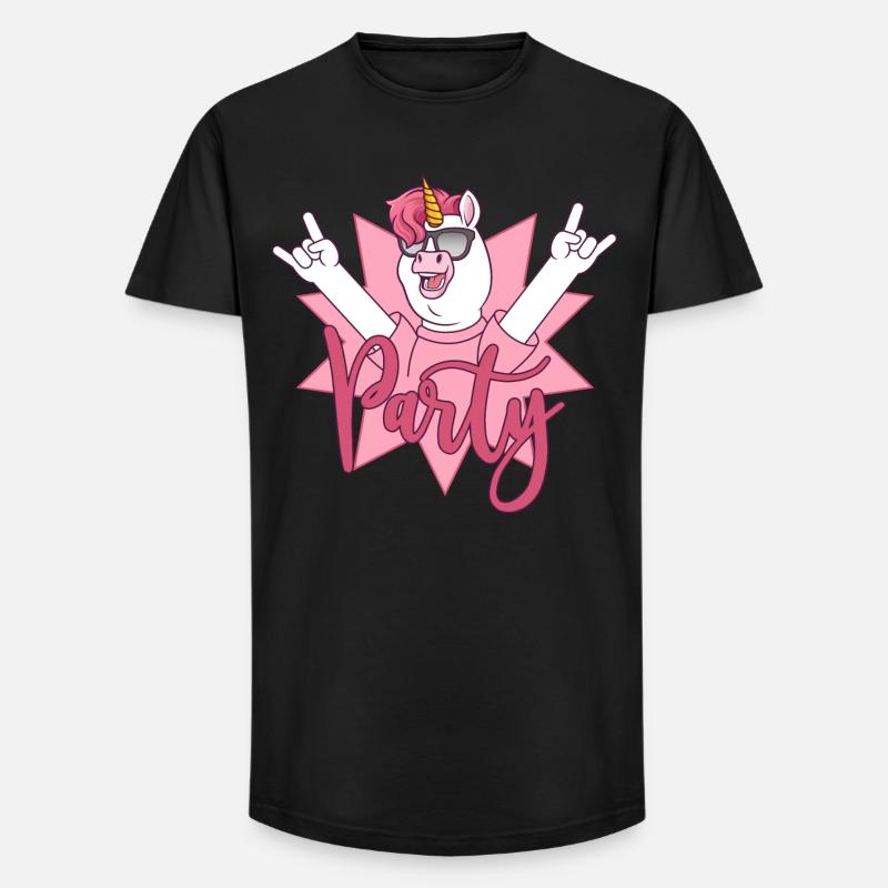 Party Einhorn  - Long Fit Männer T-Shirt - Schwarz