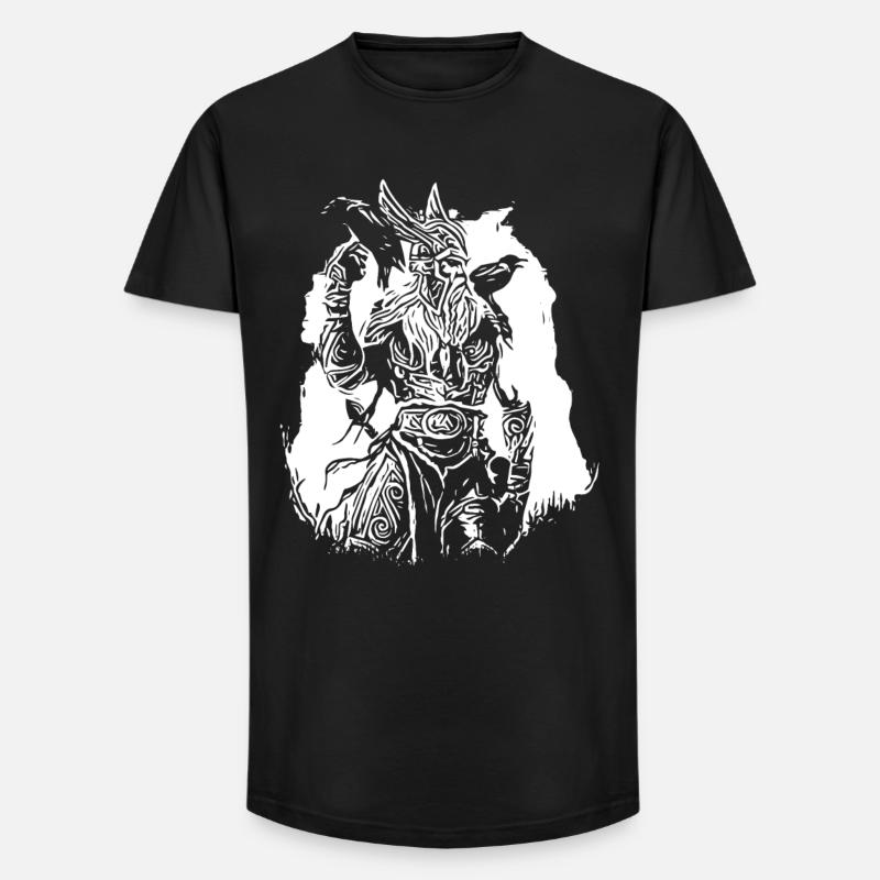 Wikinger mit Raben - Long Fit Männer T-Shirt - Schwarz