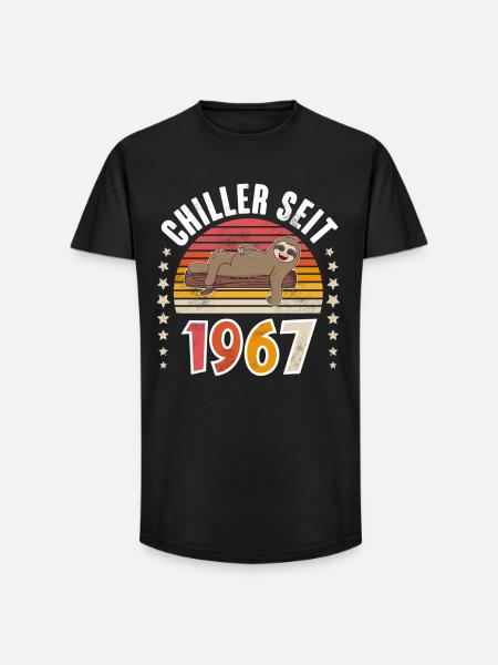 Chiller Seit 1967 Faultier - Long Fit Männer T-Shirt - Schwarz