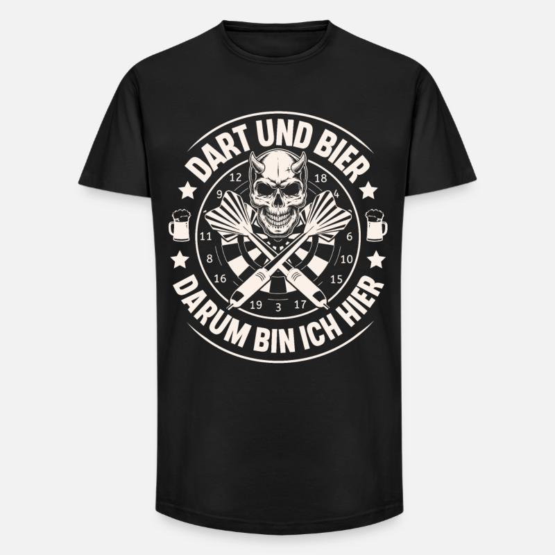 Dart Und Bier - Long Fit Männer T-Shirt - Schwarz