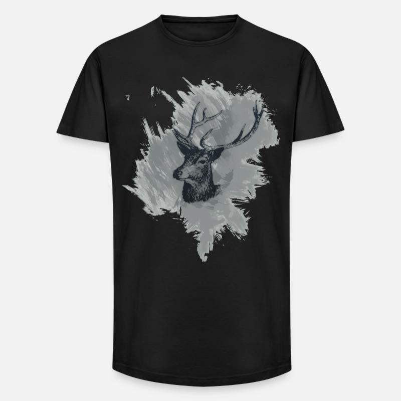 Hirschkopf - Prachtexemplar - Long Fit Männer T-Shirt - Schwarz