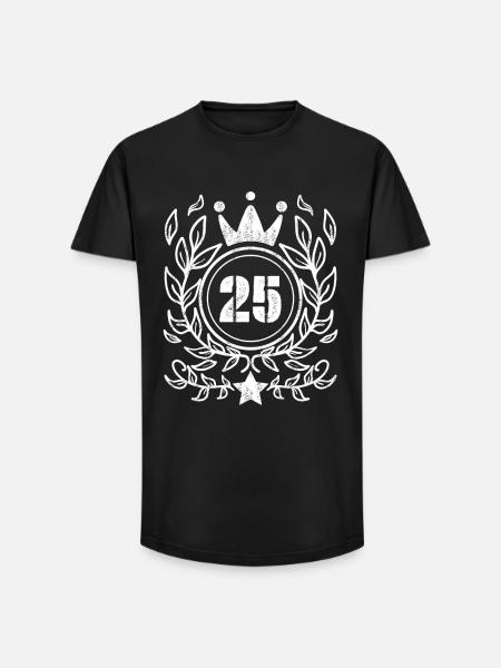 Couronne à 25 numéros - T-shirt coupe longue homme - noir