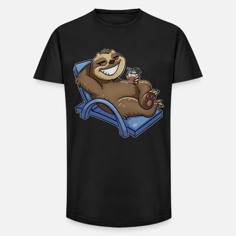 Faultier - Long Fit Männer T-Shirt - Schwarz