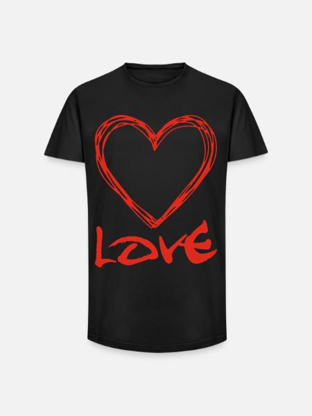 red graffiti heart - Long Fit Men's T-Shirt - black
