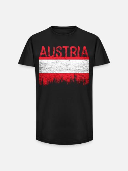Australian flag style with city silhouette - Long Fit Men's T-Shirt - black