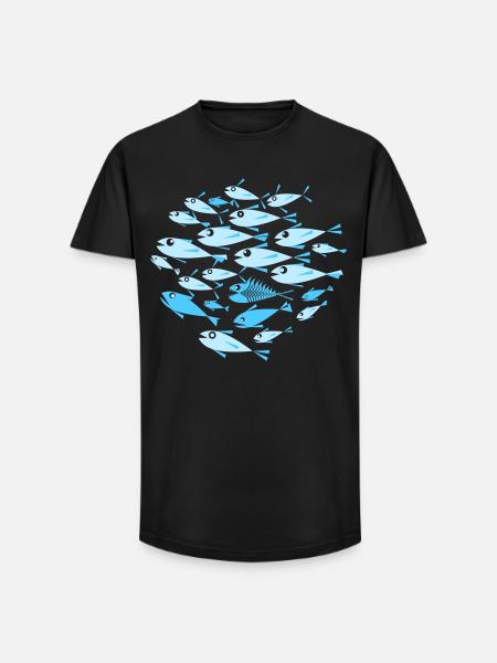 poisson Cyan - T-shirt coupe longue homme - noir
