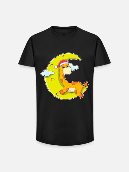 Giraffe Weihnachten Mond - Long Fit Männer T-Shirt - Schwarz
