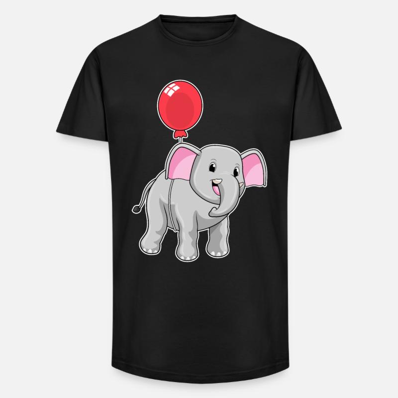 Elefant mit Luftballon - Long Fit Männer T-Shirt - Schwarz