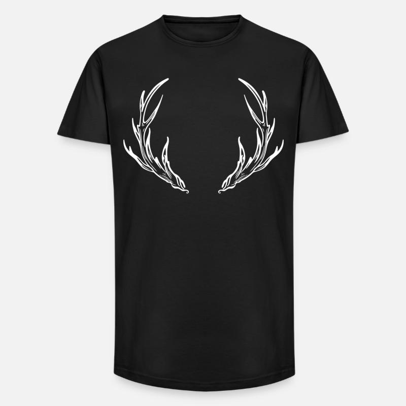 Hirsch Geweih Wild - Long Fit Männer T-Shirt - Schwarz