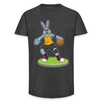 Joueur de basket-ball Bunny Basket - T-shirt coupe longue homme - charbon - Devant - AI Model Male 185 light (185cm)