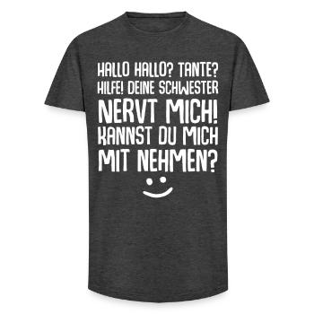 Tante Nichte Neffe - Long Fit Männer T-Shirt - Anthrazit - Vorne - AI Model Male 185 light (185cm)