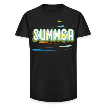 Summer - Long Fit Men's T-Shirt - black - Front - AI Model Male 185 light (185cm)
