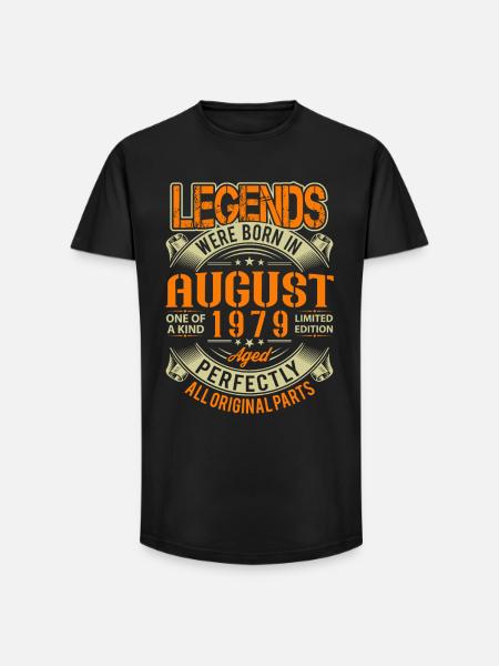 1979 August Birthday Legend - Long Fit Men's T-Shirt - black