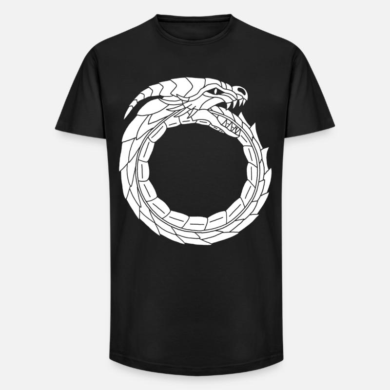 Verschlingender Weißer Drache - Long Fit Männer T-Shirt - Schwarz