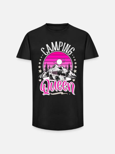 Camping Queen Camper Camping Grand-mère - T-shirt coupe longue homme - noir