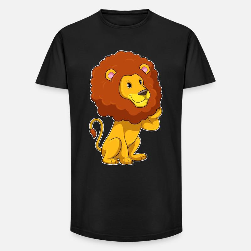 Löwe mit Locken - Long Fit Männer T-Shirt - Schwarz