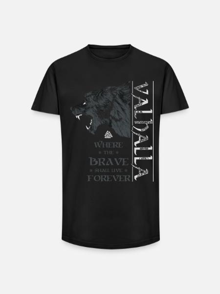 Valhalla Viking Grizzly Bjørn Wotan Knude Nordisk - Long fit herre T-shirt - sort