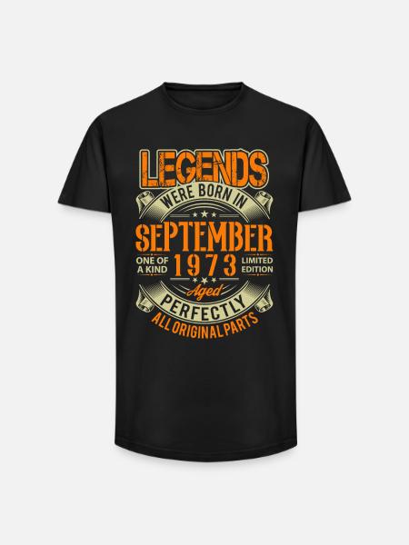1973 September Birthday Legend - Long Fit Men's T-Shirt - black