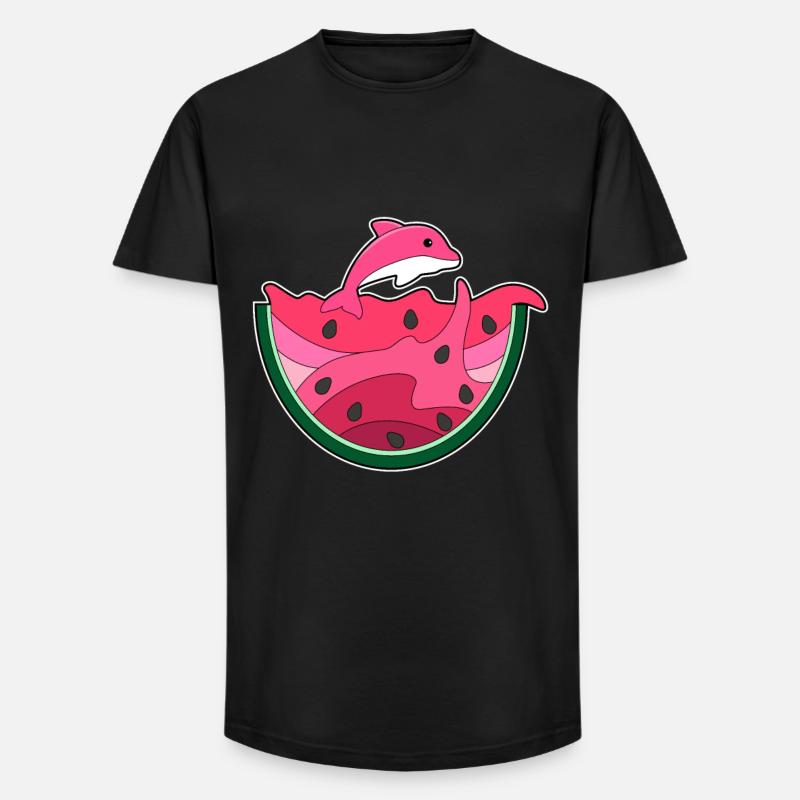 Pastèque dauphin-eau - T-shirt coupe longue homme - noir