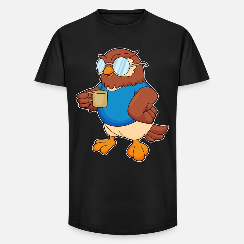 Eule Becher - Long Fit Männer T-Shirt - Schwarz