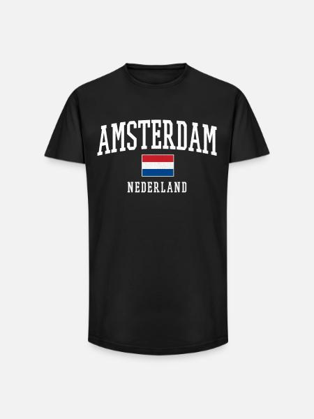 Amsterdam NL Flag Design - Long Fit Men's T-Shirt - black