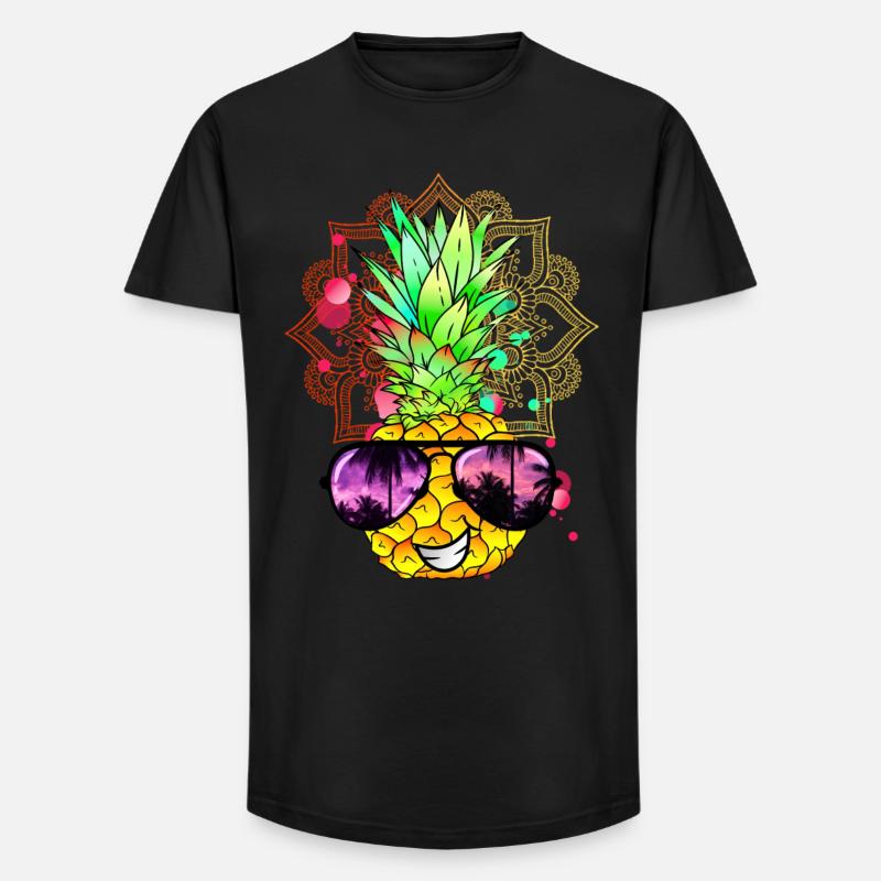 Ananas Mandala - Long Fit Männer T-Shirt - Schwarz