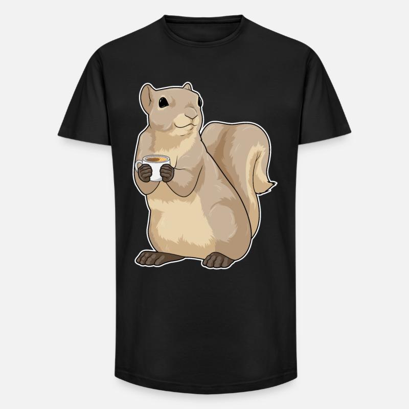 Eichhörnchen Kaffee Tasse - Long Fit Männer T-Shirt - Schwarz