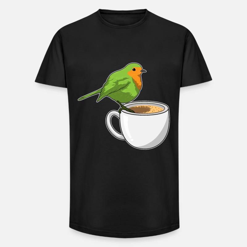 Vogel Kaffee Tasse - Long Fit Männer T-Shirt - Schwarz