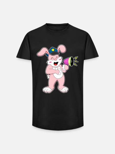 Bunny Policeman Microphone Police - Long Fit Men's T-Shirt - black