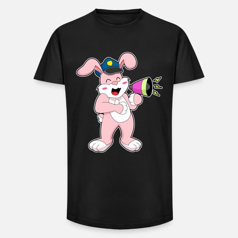 Rabbit Policier Microphone - T-shirt coupe longue homme - noir
