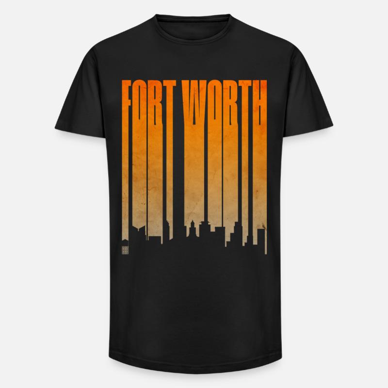 Fort Worth Skyline Gradient - Long Fit Männer T-Shirt - Schwarz
