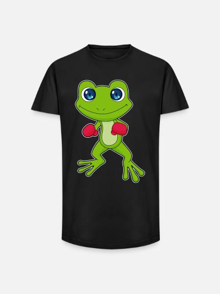 Frosch Boxer Boxhandschuhe Boxen - Long Fit Männer T-Shirt - Schwarz