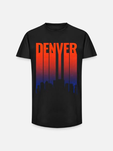 Denver Skyline Sunset Gradient - Long Fit Men's T-Shirt - black